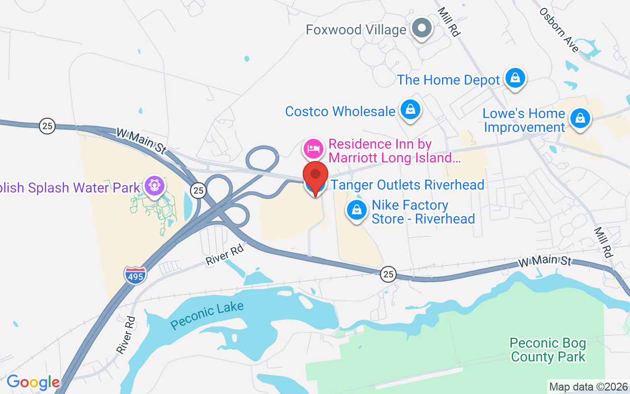 Map of Route 58 and the LIE in Riverhead, NY – common car accident location