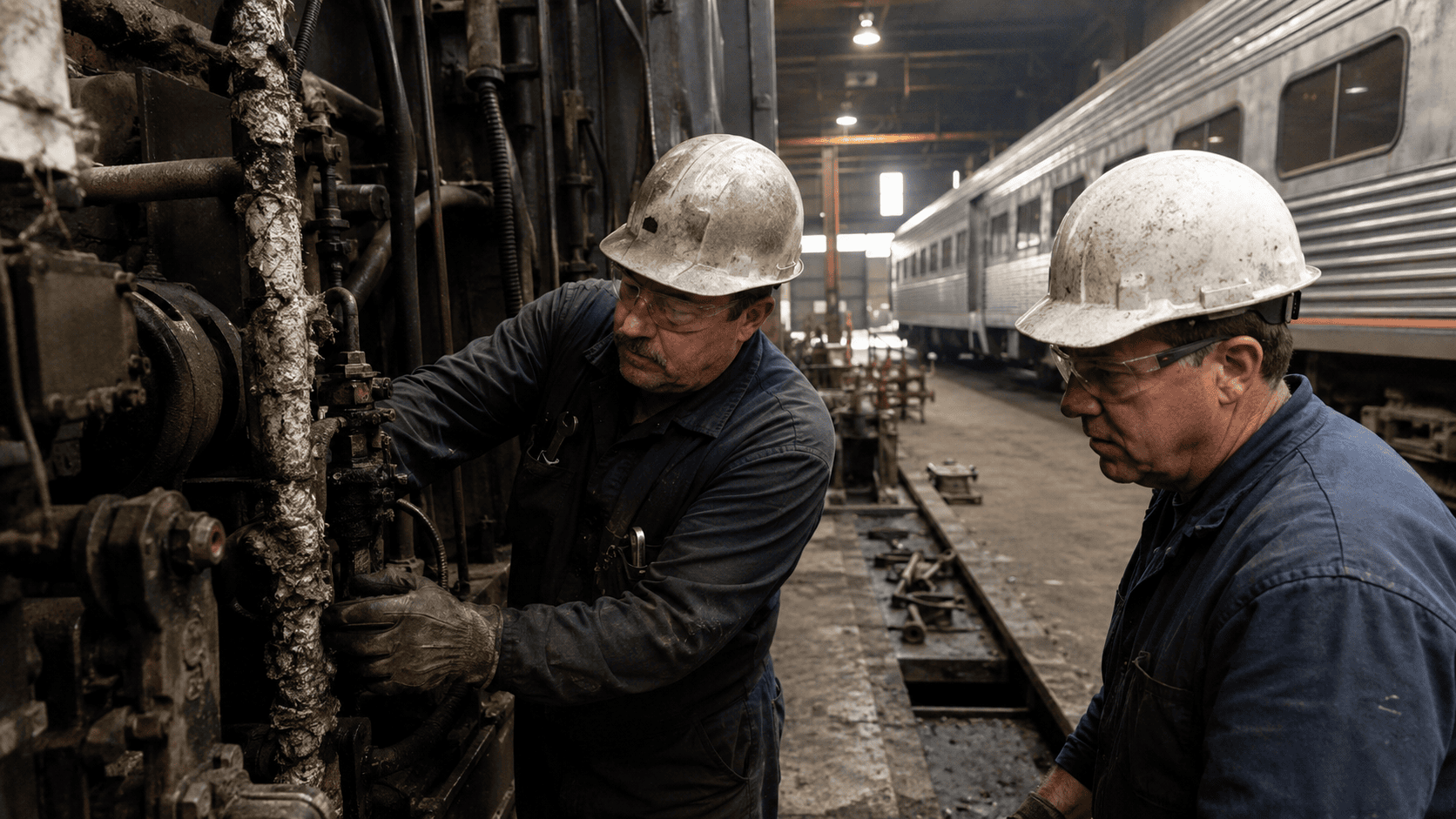 Railroad shop and rail yard where workers were exposed to asbestos in locomotive and brake systems